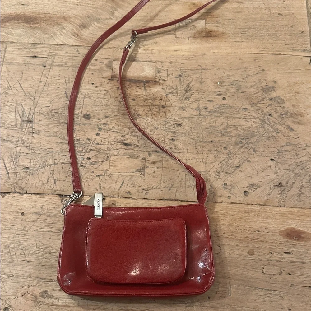HOBO International Red Leather Crossbody Wallet Organizer Bag